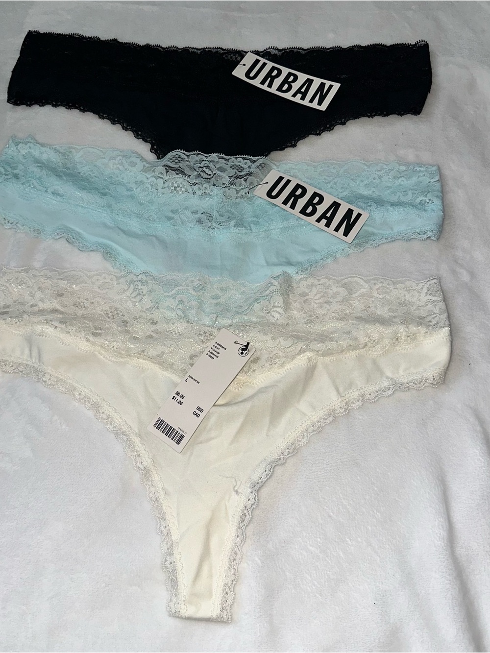 NWT Urban Outfitters set of 3 lace trim thong